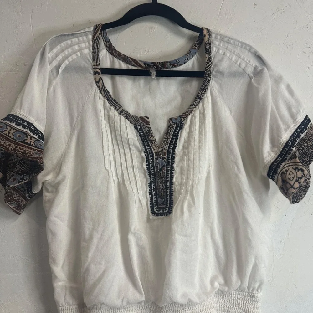Free People Meet Me in Marfa Short Dress Embroidered Pintuck Pockets Large Women